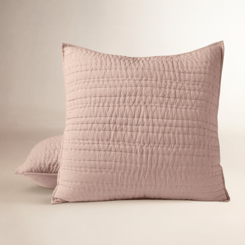 Channel Handstitched Organic Sham, Praline Chambray
