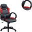 Fauteuil de jeu confortable Araceli, hauteur réglable, coussins d'accoudoirs, noir et rouge, dossier pour les sessions prolongées, dossier de style contemporain, rouge et temps de jeu captivant