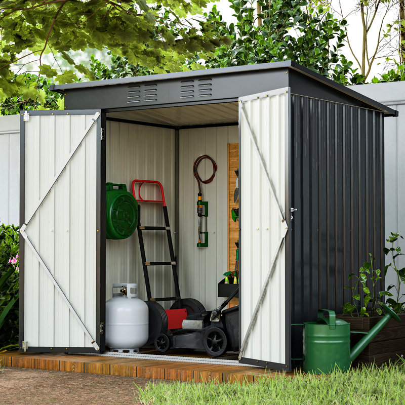 Armoire de rangement de jardin noire de 6 pi x 4 pi - Remise d'extérieur toutes saisons 6 pi x 4 pi Scratch pour outils, animaux de compagnie et intempéries