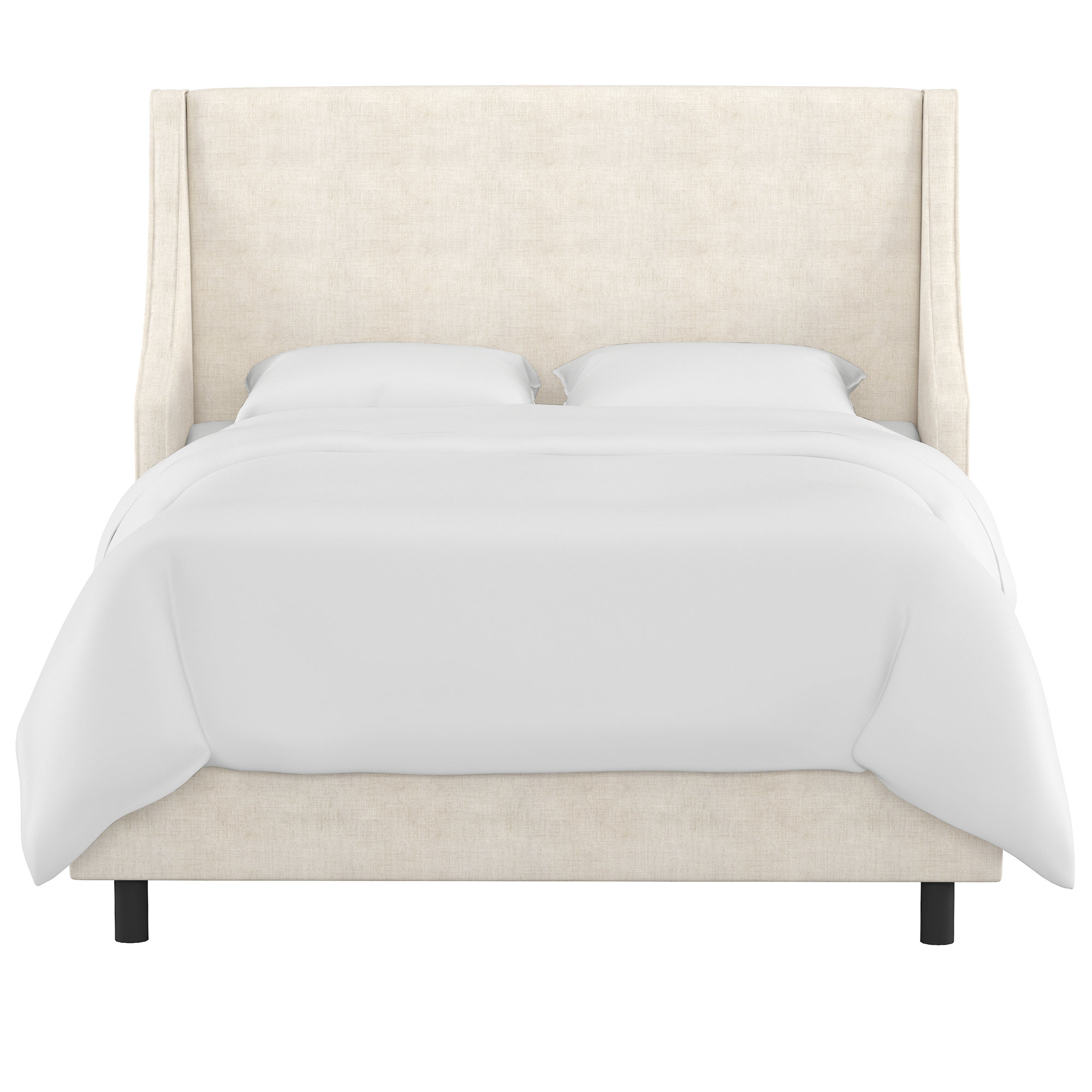 Bernadine Upholstered Wingback Bed, King, Classic Talc Linen