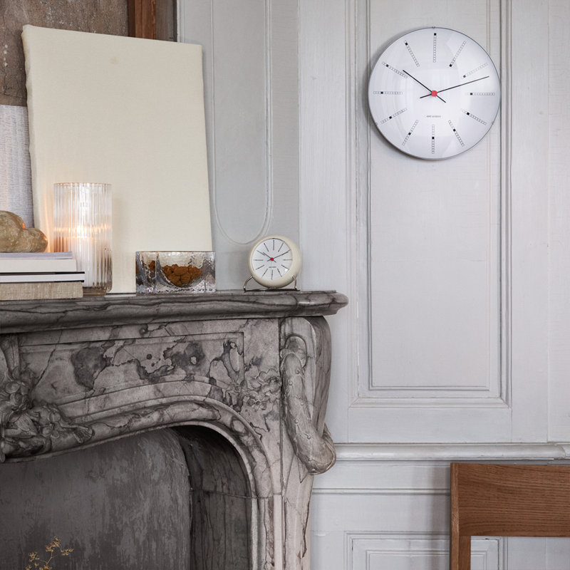 Bankers Electric Clock, White/Silver