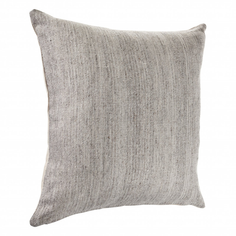 Oreiller à fermeture à glissière 100% laine 20 po x 20 po gris clair et gris foncé