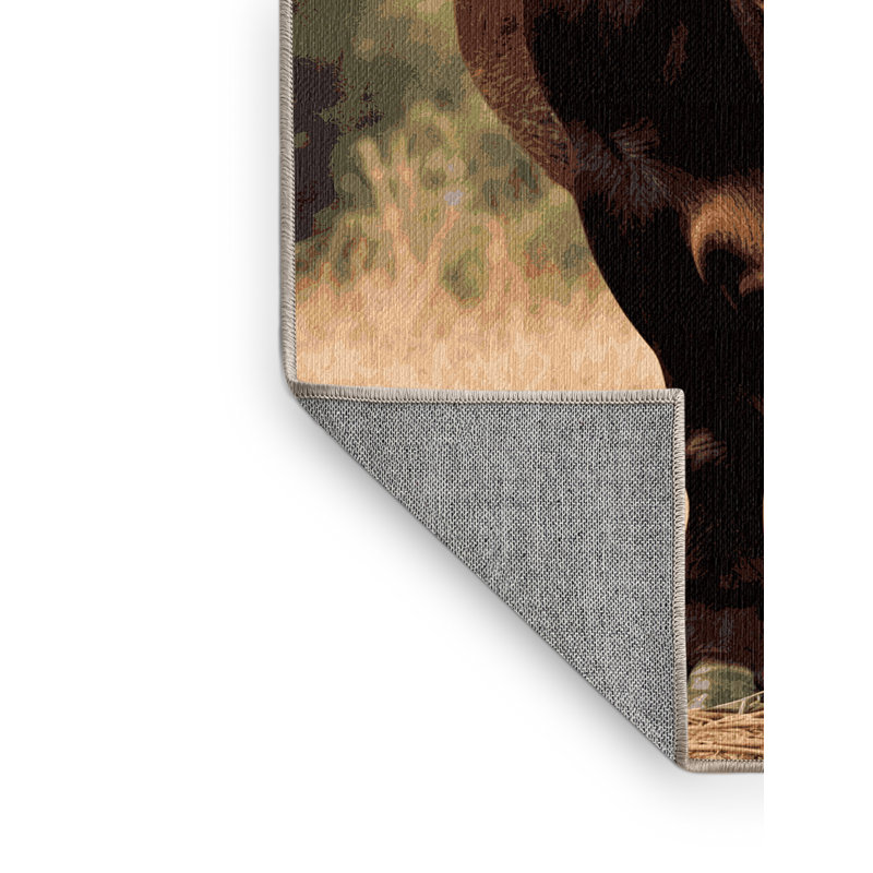 Washable Gaur Wildlife Area Rug, Round 8'