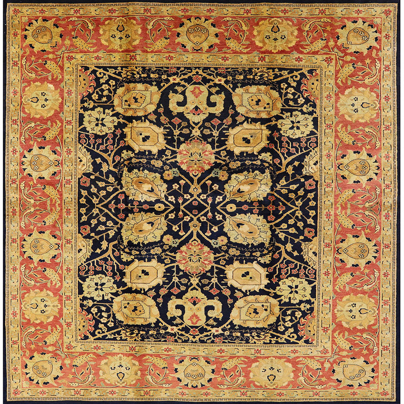 Tapis 10032 de style Mid-Century moderne 100% lavable à la machine, Carré 8 pi