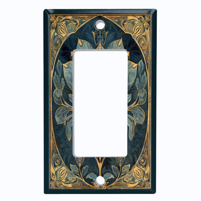 Metal Light Switch Plate Cover; US Standard Size 1 Gang GFI Rocker - Elegant Art Nouveau Flower