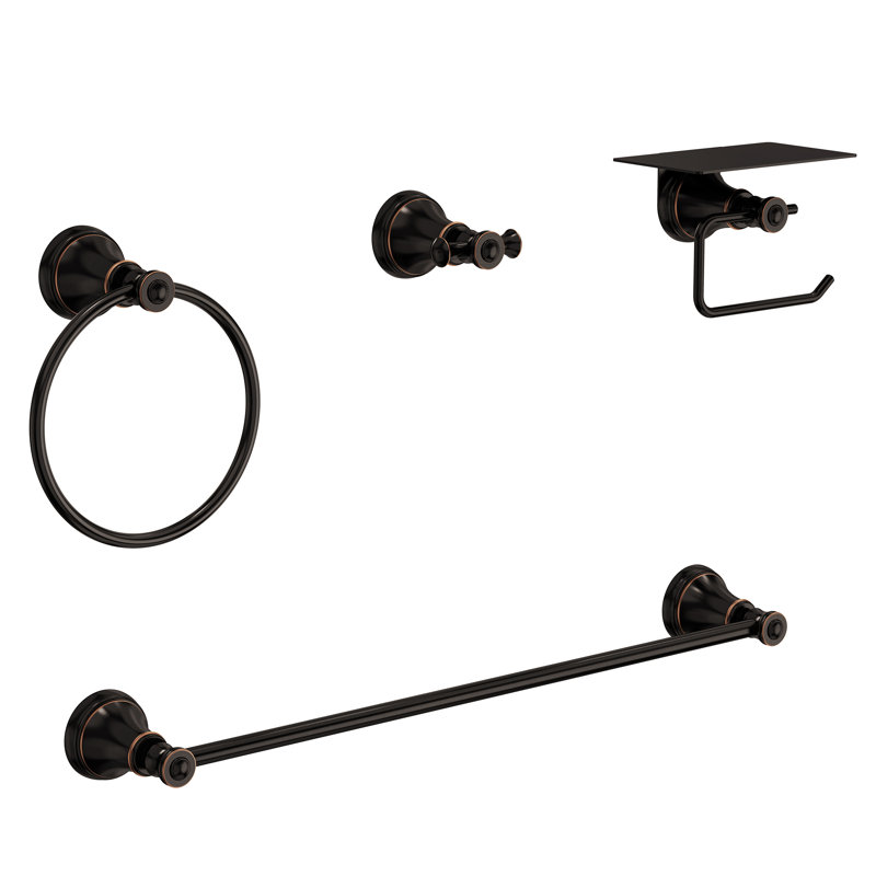4-Piece Bathroom Hardware Set, Oil Rubbed Bronze