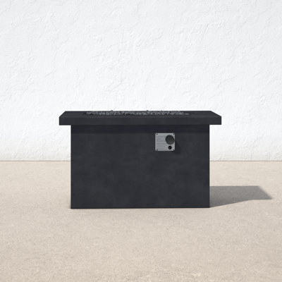 Rashid Concrete Outdoor Lipped Rectangle Fire Pit Table