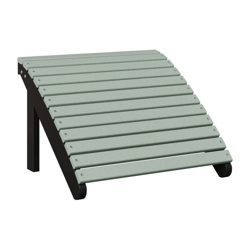 Rectangle Outdoor Ottoman Patio Ottoman, Seafoam Top/Black Base