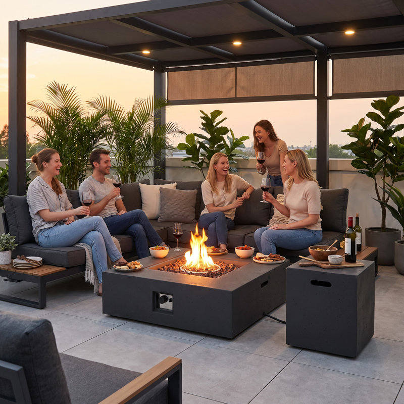 Square Propane Outdoor Fireplace