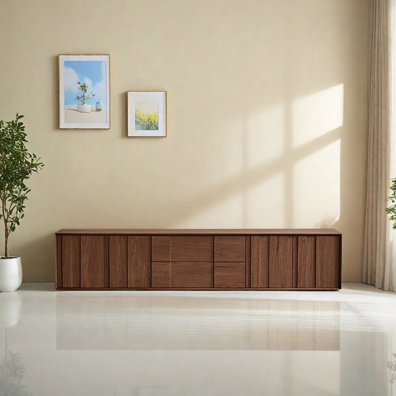 Modern Wood TV Stand with Closed Bottom Design, 15.75"H x 78.74"L x 15.75"W, Brown