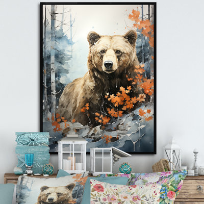Reproduction sur toile de rêve sur un grizzly surréel