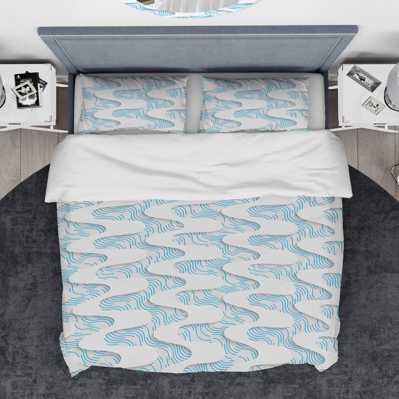 Ensemble de housse de couette designart ondulations, Housse de couette grand + 2 taies décoratives