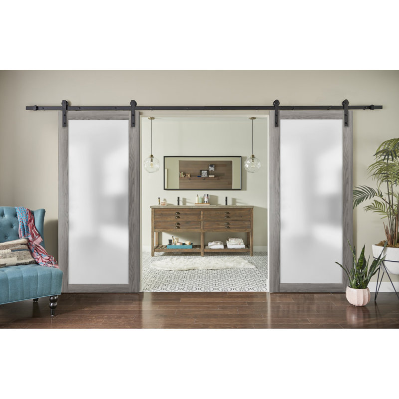 Portes de grange en verre givré Planum, 72 po x 84 po, Frêne gingembre