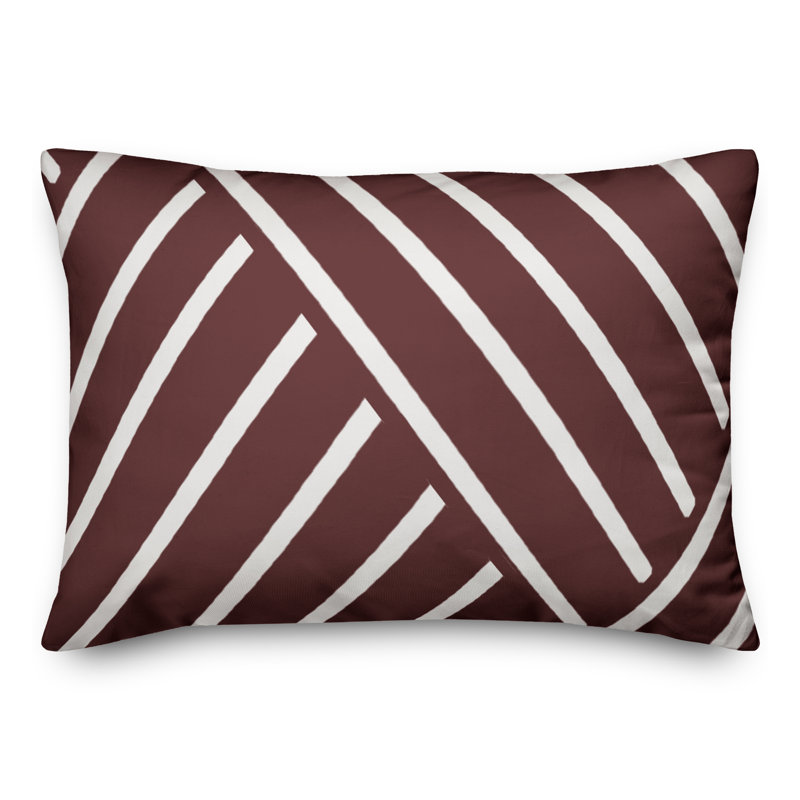 Gray Herringbone Outdoor Throw Pillow, 14"H x 20"W, Marron