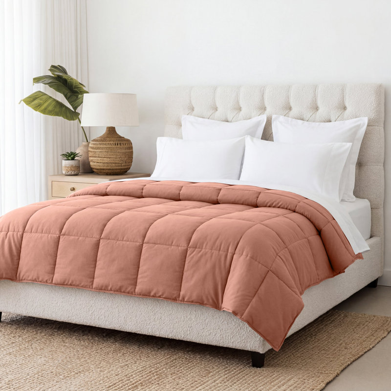 All-Season Reversible Down Alternative 100% Microfiber Comforter, Blush, California King Comforter