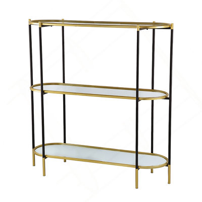 Metal Console Table, Mirrored Shelf