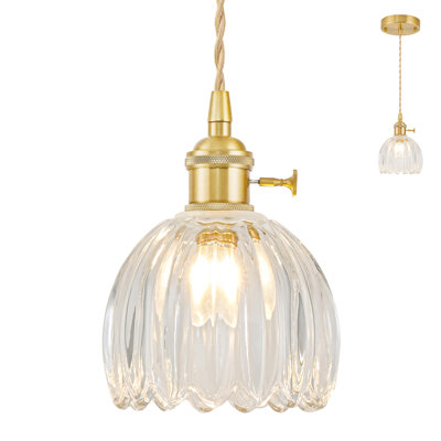 Luminaire suspendu vintage avec verre fleur