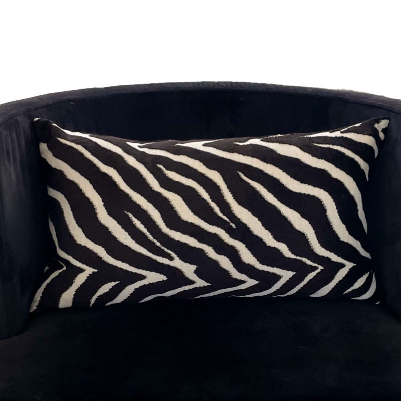 12" x 20" Plutus Raven Palm Black Geometric Luxury Outdoor/Indoor Throw Pillow
