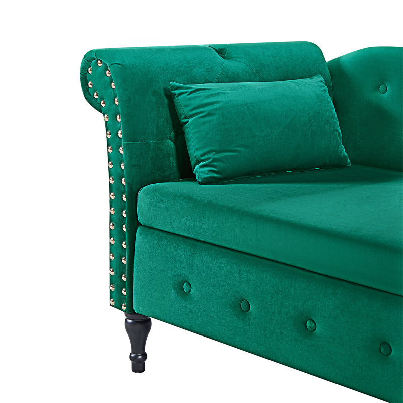 Chaise longue multifonctionnelle avec rangement, Vert