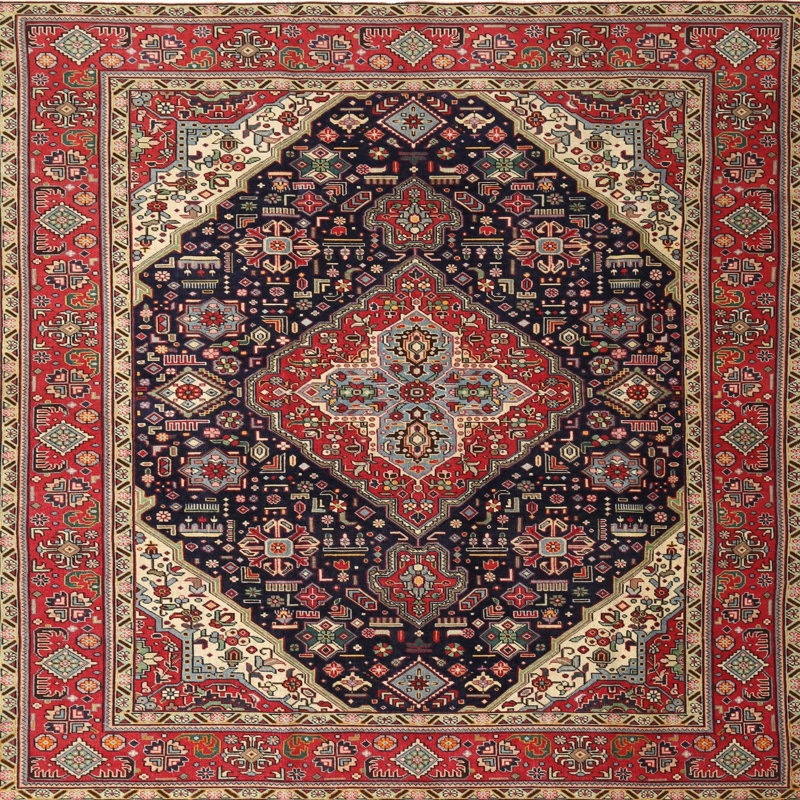 Tapis rouge à motif sud-ouest, Carré 7 pi