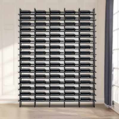 16 Tiers Steel Wall Mounted Wine Rack for 48/80 Wine Bottles