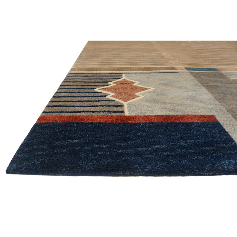 Plateau Hand Knotted Wool Area Rug in Blue/Red/Brown