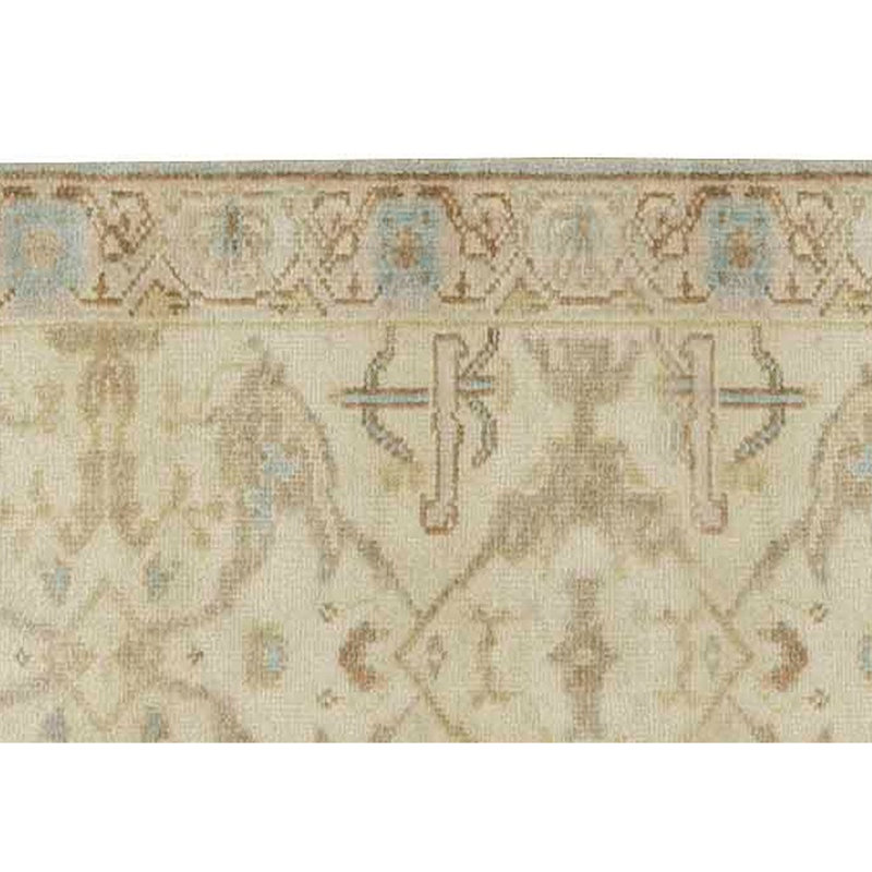 Tapis beige / gris de haute qualité noué à la main