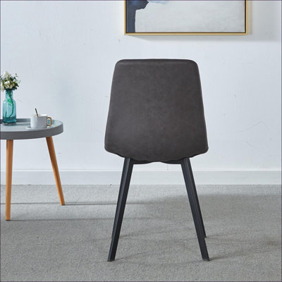Ensemble de 2 chaises en velours gris neutre de style Mid-Century pour la cuisine et la salle à manger