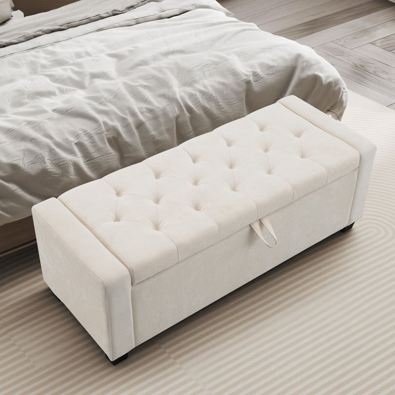 48"W Upholstered Storage Bench,Entryway Bench,Ottoman,Bed end bench, Beige