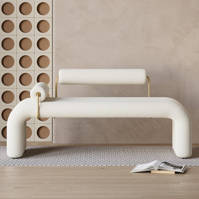 Banc de vestibule en velours capitonné Modern White Line