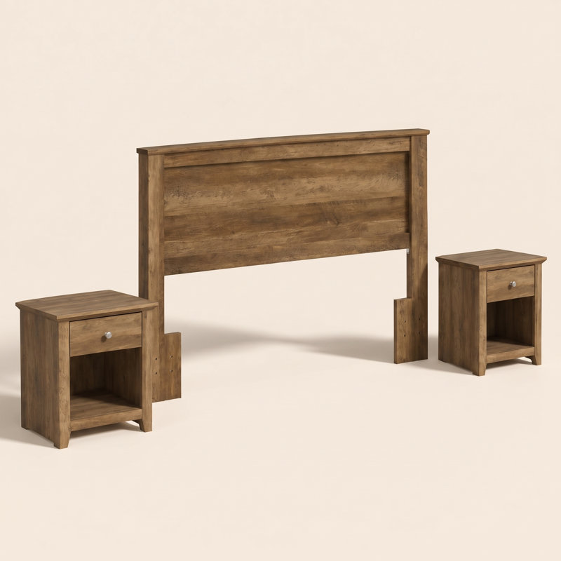 Ensemble de chambre à coucher 3 pièces Dorsey, Knotty Oak