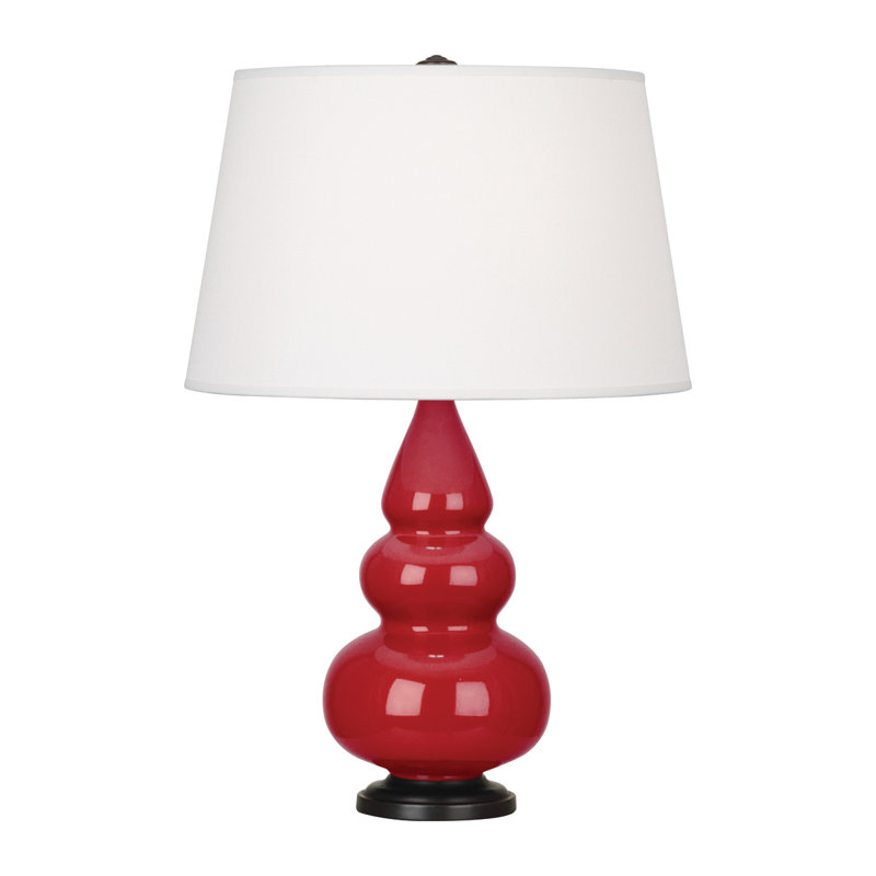 Small Triple Gourd Ceramic Table Lamp, Ruby Red/Deep Patina Bronze, Deep Patina Bronze