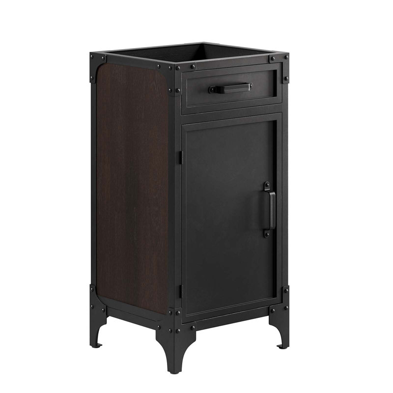 Black Metal and MDF Industrial Bathroom Vanity Cabinet