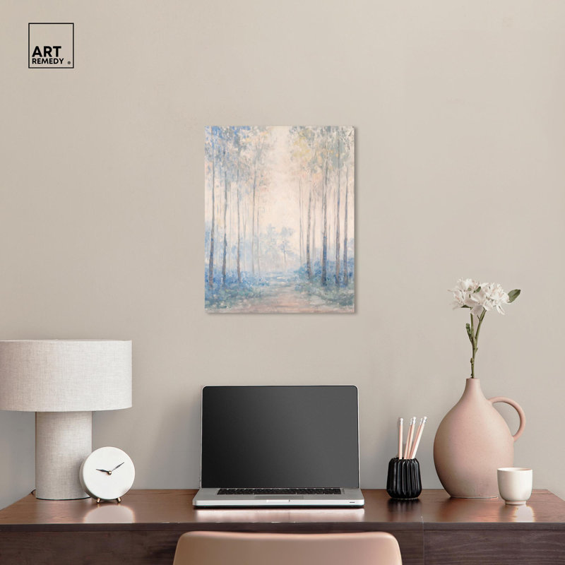 Toile grise indigo Serenity par Art Remedy, H 20 po x l 16 po, Toile tendue