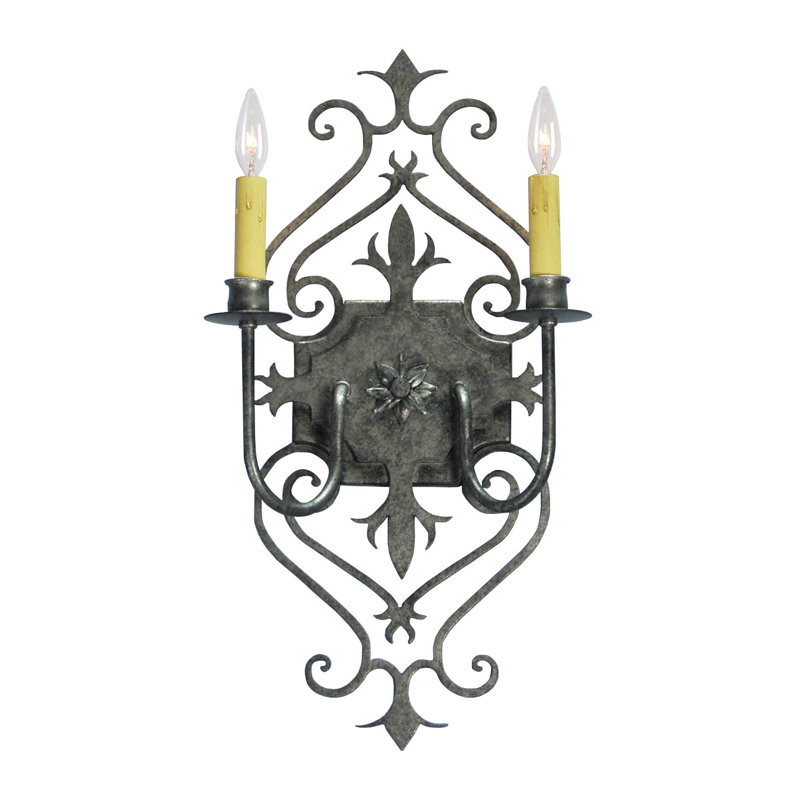 Applique murale 2 lumières Louisa, Bronze français, Pas d'ombre