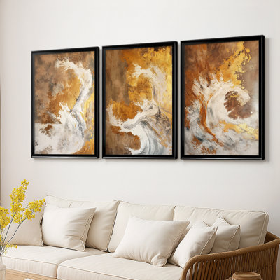 ABSTRACT Series CDXLII - Toile sur châssis tendue avec châssis encadré - 3 pièces