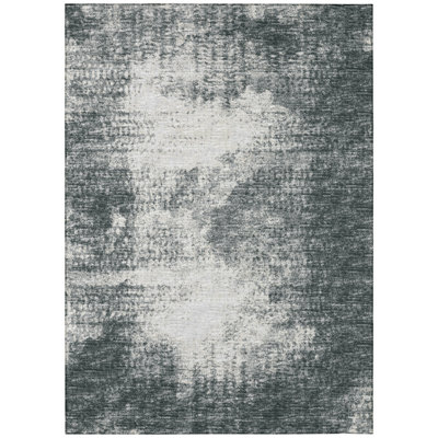 Tapis noir abstrait tissé à la machine