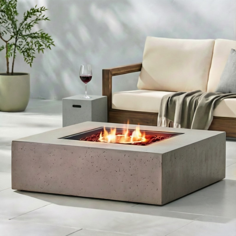 Table-foyer de 50 000 BTU BTU avec support de réservoir, Gris clair