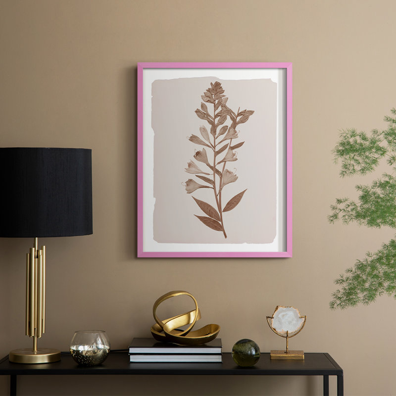 Impression botanique monochrome I - bois massif, H 15 po x l 12 po, Rose
