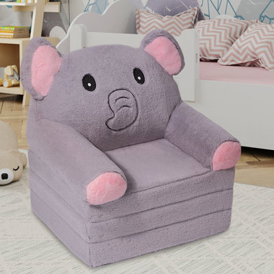 Canapé pour enfants pour tout-petit, canapé-lit pliant 2 en 1 avec housse amovible, fauteuil inclinable pour enfants en peluche confortable, canapé-lit convertible en lit pour les filles de 1 à 3 ans, éléphant