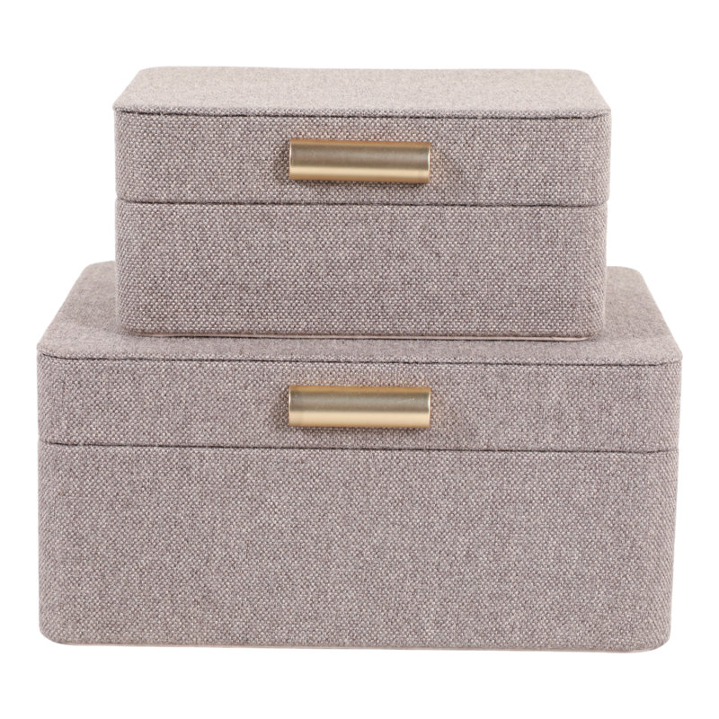 Boîtes de rangement modernes en tissu avec couvercle pour la décoration intérieure - Boîte de rangement élégante aux coins arrondis pour table - Lot de 2, 23 cm et 18 cm