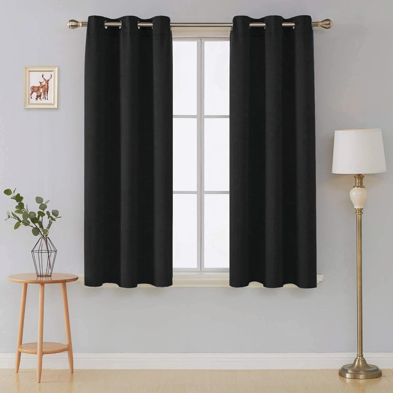 My Home Store Ultra-Soft Blackout Curtains Enguerran with Eyelets and Tie Backs, Black, 228 W x 137cm D