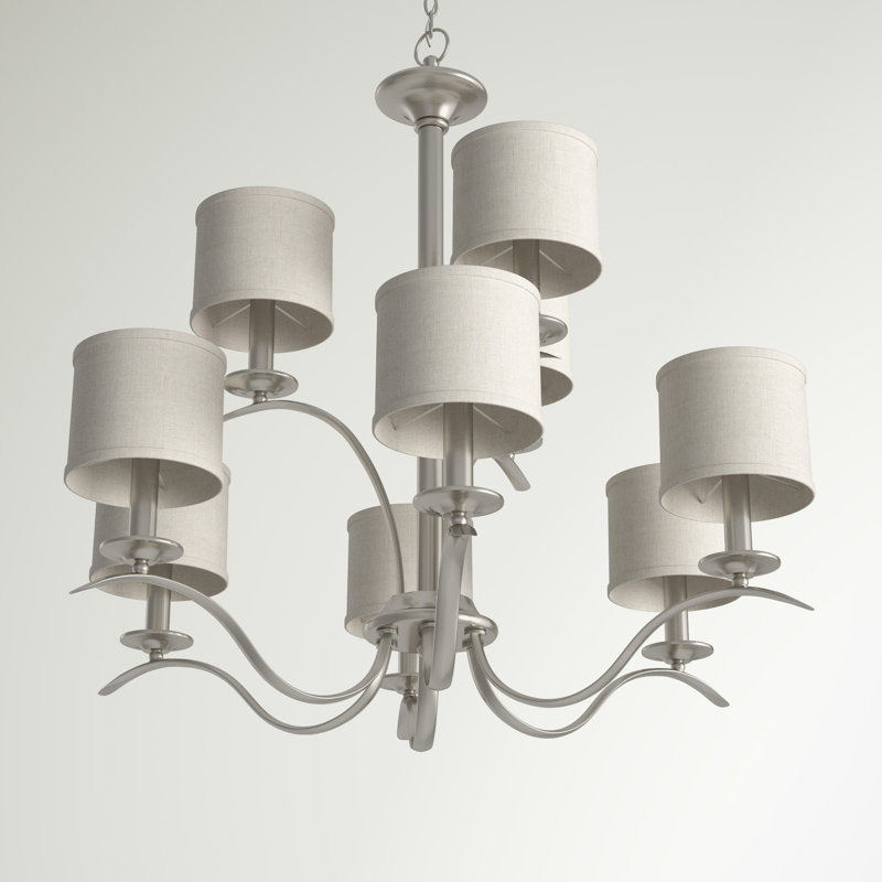 Lustre étagé à 9 lumières Armindo, Nickel brossé