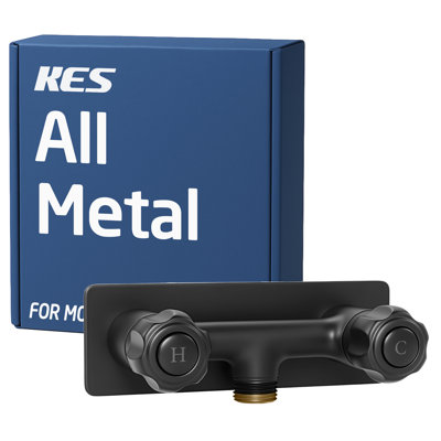 KES All Metal RV Shower Faucet, Leak-Proof 4 Inch Camper Shower Faucet Valve Diverter Replacement, Solid One-Piece Brass Body (Valve Only, Showerhead Not Included), Matte Black