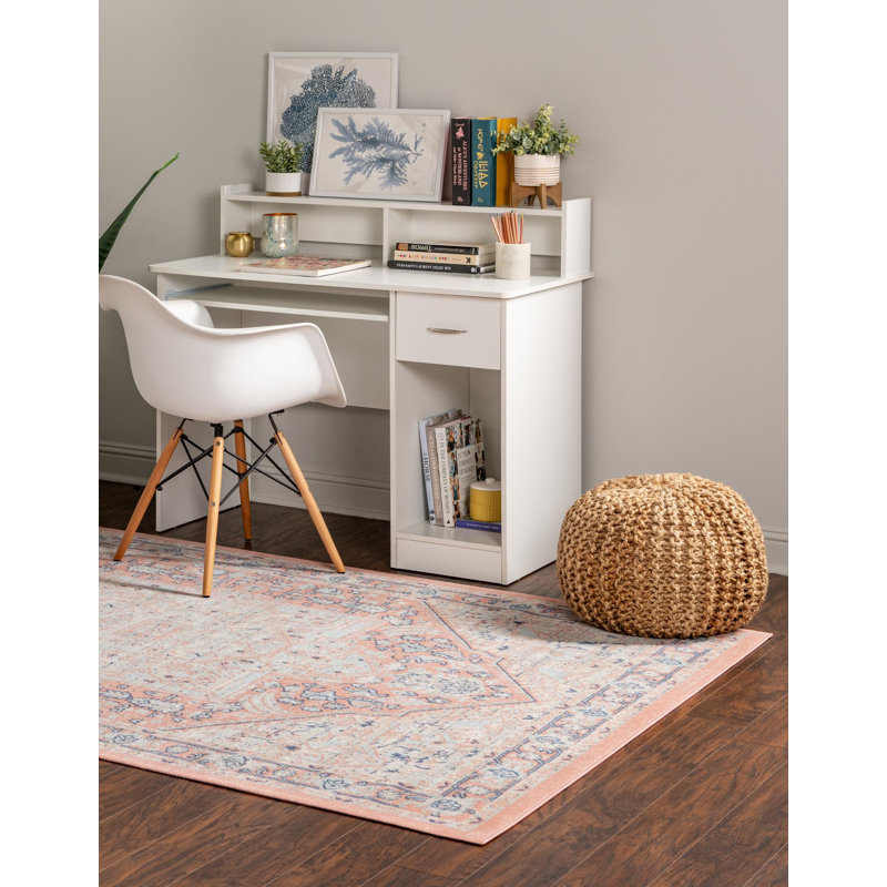Tapis oriental rose poudré Leea, Rectangulaire 8 pi x 10 pi