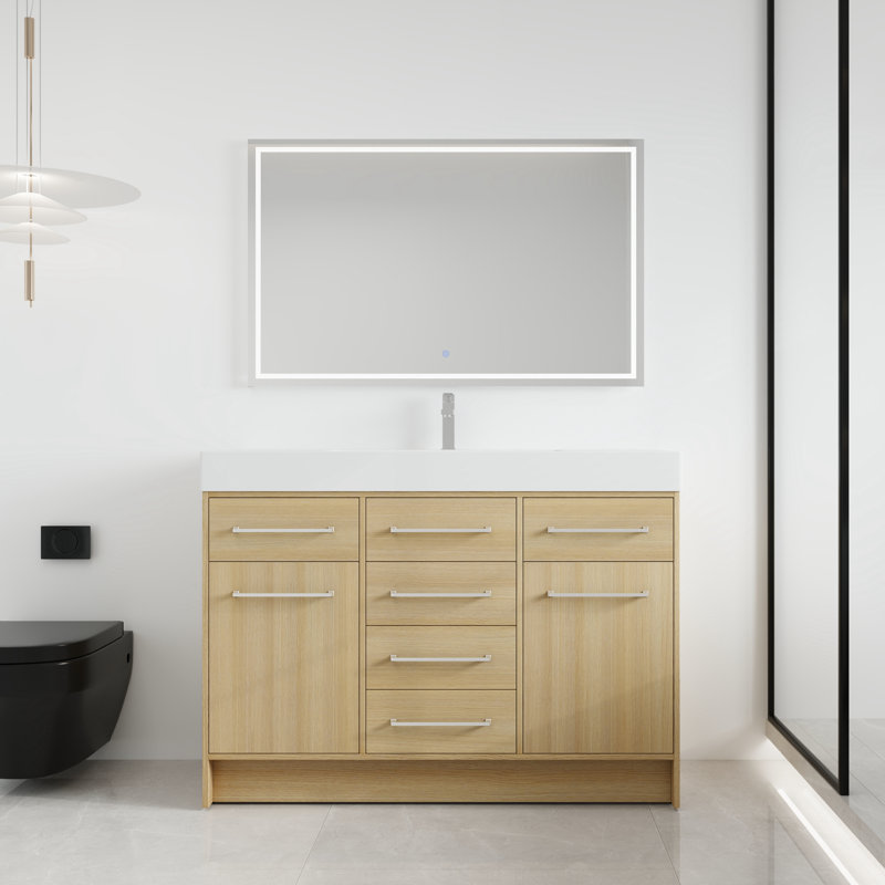  Meuble-lavabo sur pied simple 48 po avec plateau en résine Sleightby, 48"