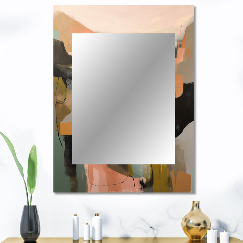 «Green and Beige Transcendant Reality II», peinture murale abstraite, miroir décoratif moderne, impression d'art en métal