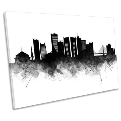 Dar Es Salamm Abstract City Skyline - Wrapped Canvas Print