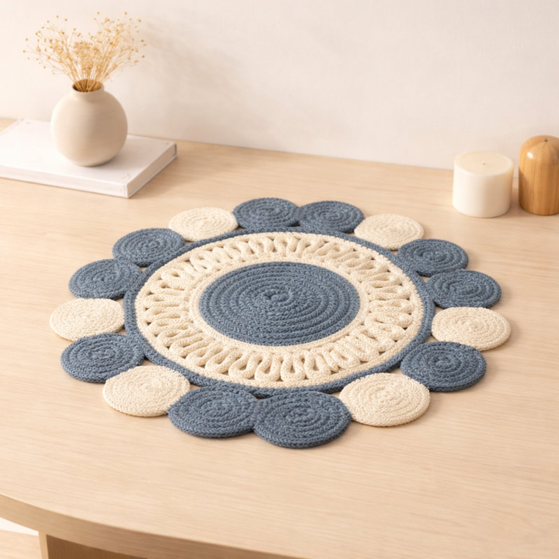 Cotton Floral Placemat, Blue
