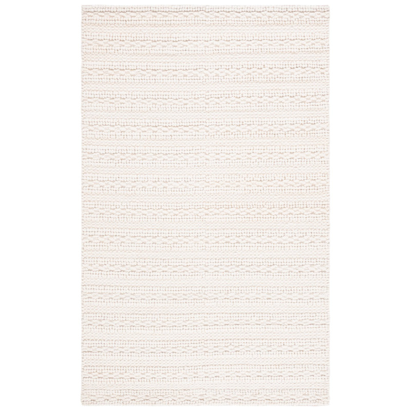 Natura Hand Loomed Wool/Cotton Solid Color Rug in Ivory, Rectangle 9' x 12'